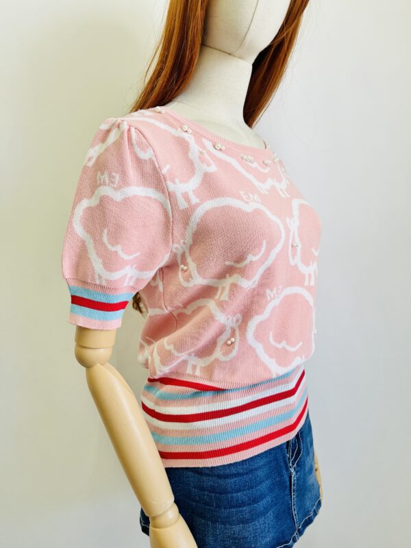 Blusa rosa con ovejas, Talla M - Image 3