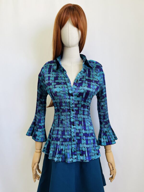 Camisa estampada en tonos azules, Talla M-L