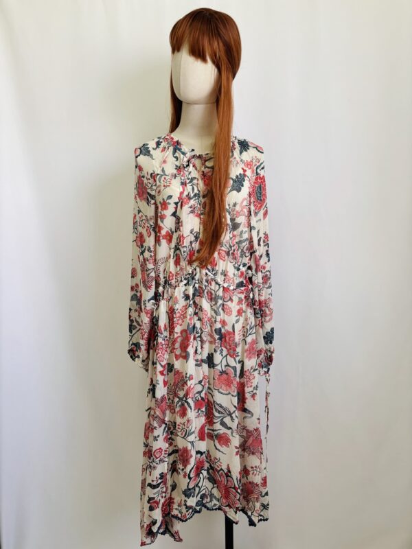 Vestido largo blanco estampado azul, Talla M