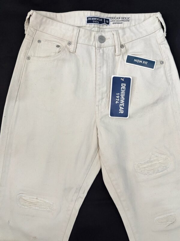 Pantalon mom jean color beige, Talla M - Image 2