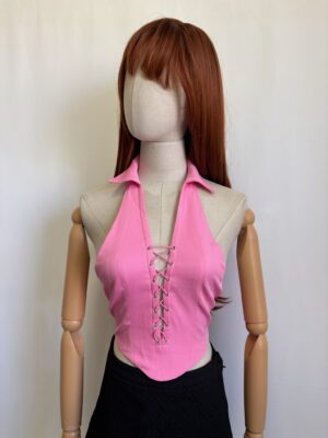 Top rosa de escote, Talla S