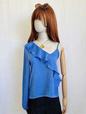Blusa azul una manga, Talla S