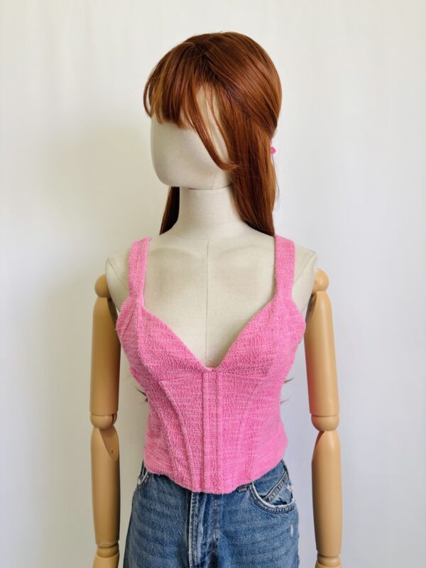Top rosa tweed estilo corset, Talla S-M