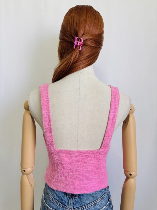 Top rosa tweed estilo corset, Talla S-M - Image 3