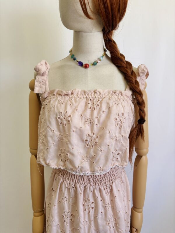 Vestido rosa traquelado con olanes, Talla M - Image 2