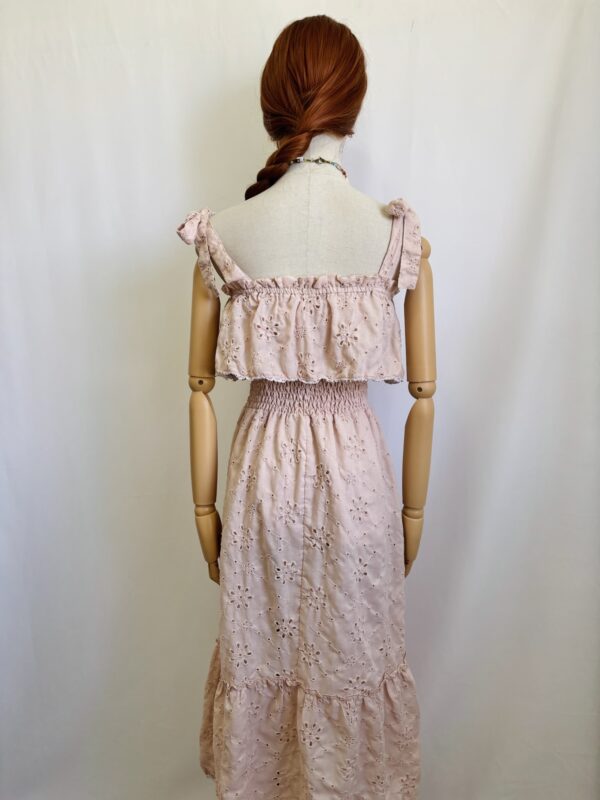 Vestido rosa traquelado con olanes, Talla M - Image 3