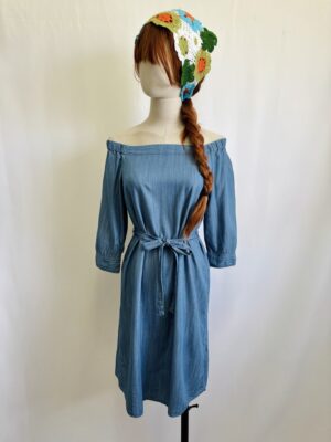 Vestido corte campesina azul, Talla S-M