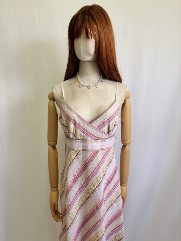 Vestido de rayas rosa y amarillo, Talla M - Image 2