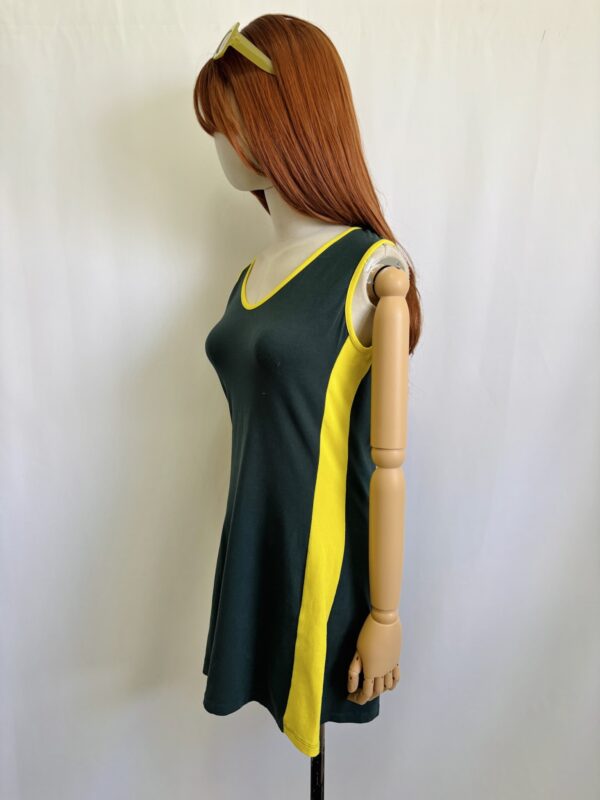Vestido corto verde con amarillo, Talla S-M - Image 3