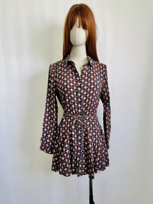 Vestido azul camisero corto, Talla L