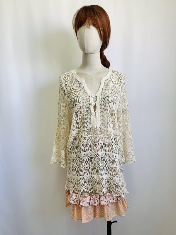 Blusa blanca tejida, Talla S-M
