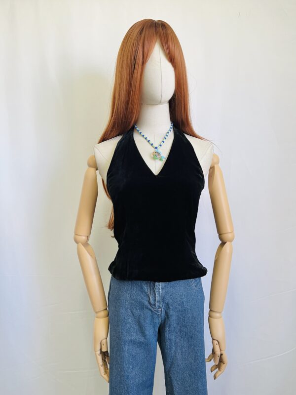 Top halter terciopelo negro, Talla S