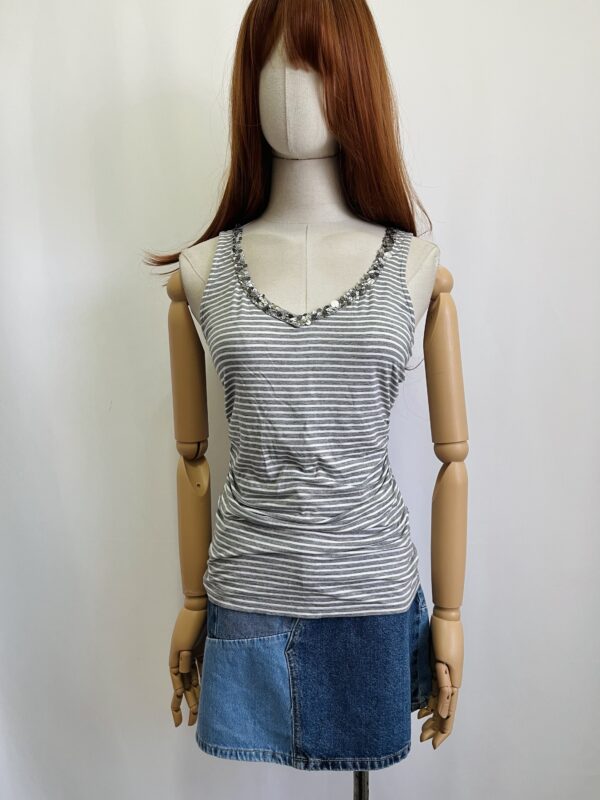 Blusa de rayas sin mangas, Talla XS