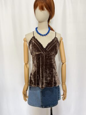 Top café de terciopelo, Talla M-L