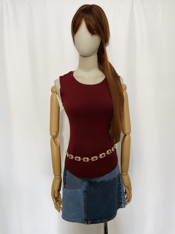 Top borgoña canalé, Talla S