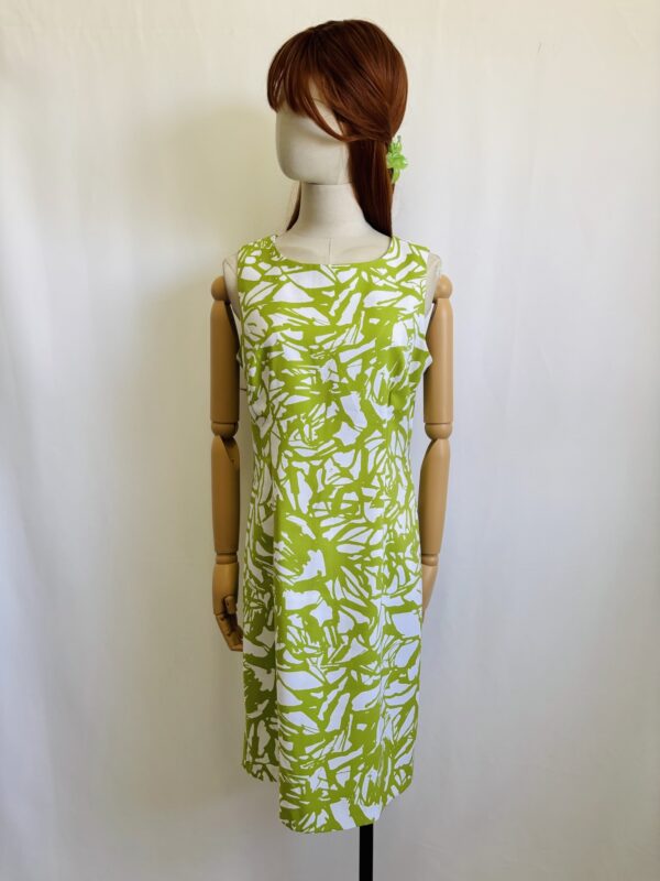 Vestido verde con blanco corte recto, Talla M