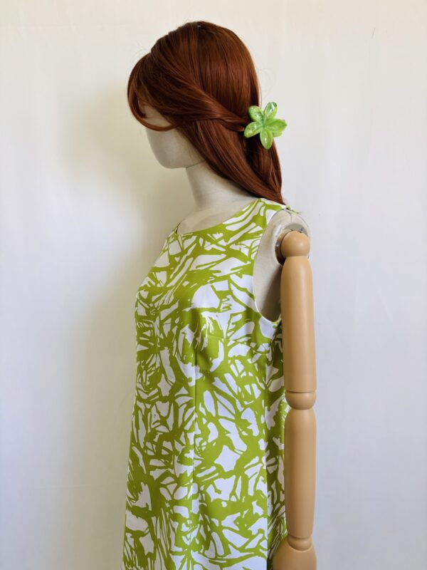 Vestido verde con blanco corte recto, Talla M - Image 2