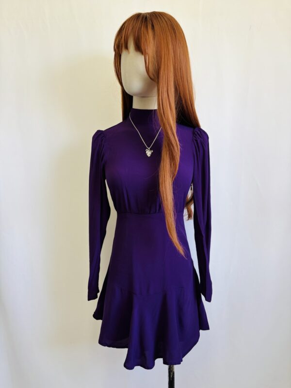 Vestido corto morado manga larga, Talla XS-S