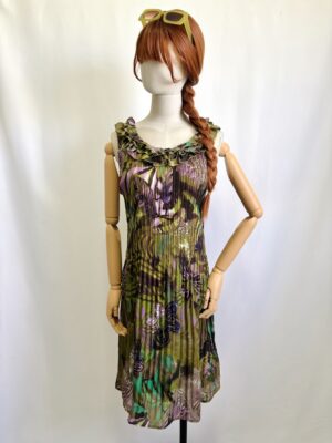 Vestido verde tabloneado Talla M