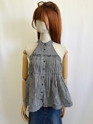 Blusa halter de cuadros negros, Talla S
