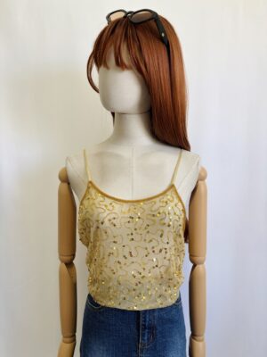 Blusa traslucida con lentejuelas, Talla S-M