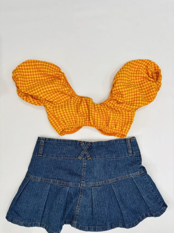 Top corto de cuadros naranja, Talla XXS-XS - Image 2