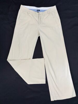 Pantalón de vestir beige corte wide leg, Talla S