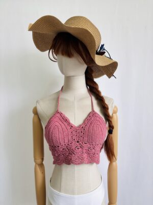 Top de crochet rosa, Talla XS-S