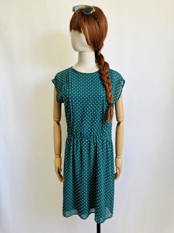 Vestido turquesa polka dot, Talla M