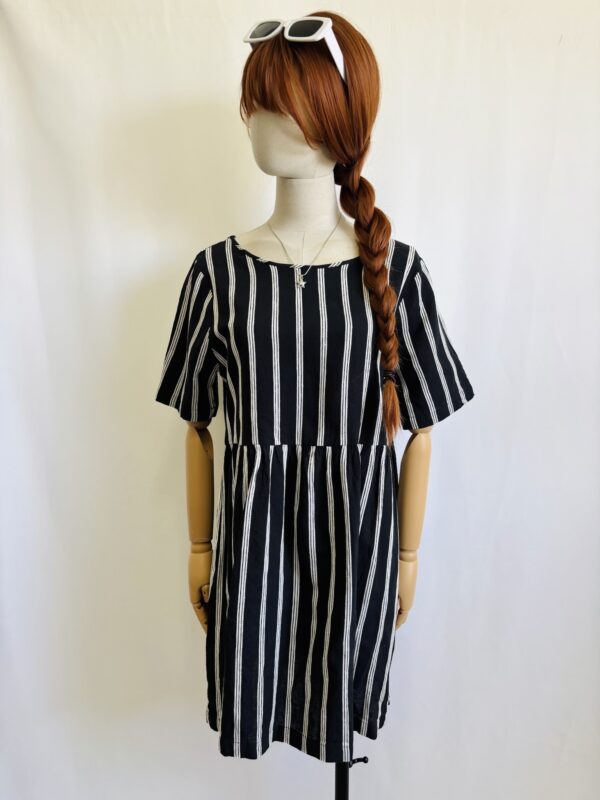 Blusón negro con rayas de algodón, Talla M-L