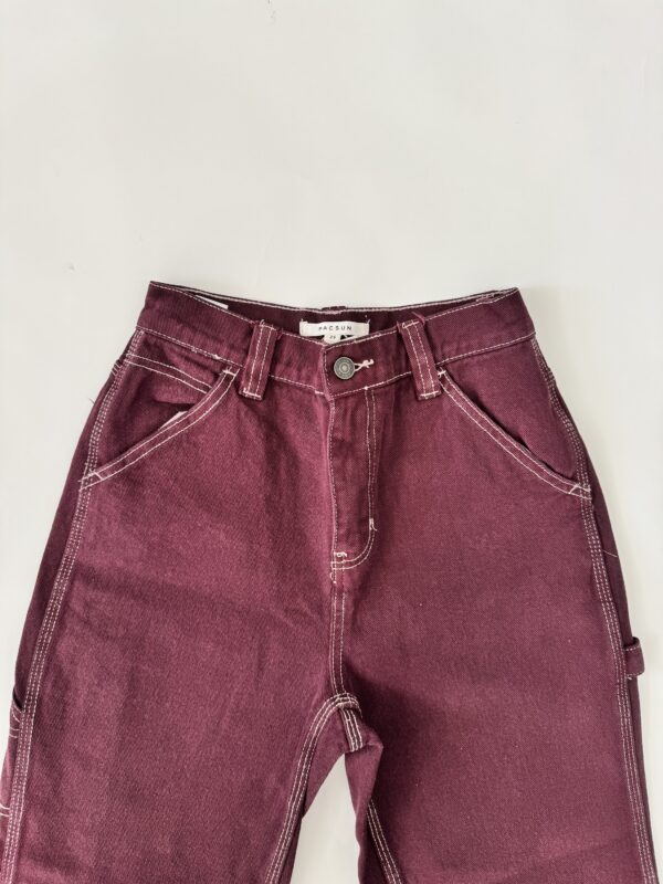 Pantalón recto vino Talla S - Image 2