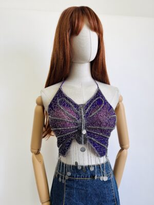 Top mariposa chaquiras Talla S