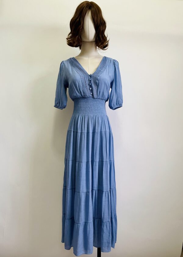 Vestido largo suelto con bordado Talla M
