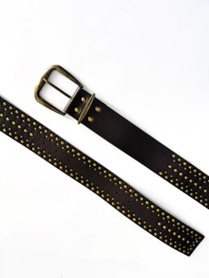 Cinto grueso remaches caf茅 100 cm