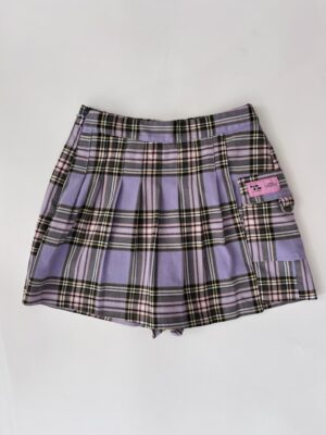 Faldashort morada a cuadros Bershka Talla XS