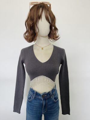 Top ZARA accesorio brillante Talla S