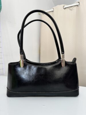 Bolso baguette negro piel