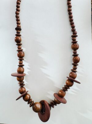 Collar madera largo círculos