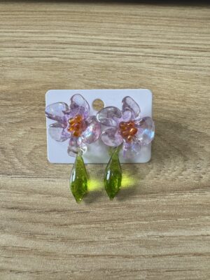 Aretes transparentes flor