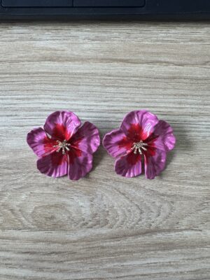 Aretes flor rosa