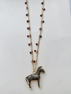 Collar largo zebra
