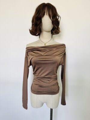 Blusa strapless café Talla S/M