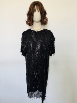 Vestido con flecos brillantes ZARA Talla M