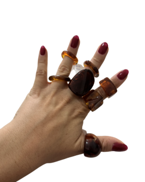 Anillos caf茅 chunky (1 pieza)